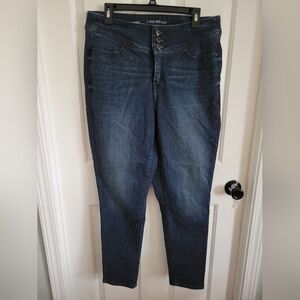 Lane Bryant Women's Dark Wash Front Button Skinny Jeans Size 14R
